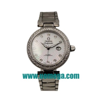 34MM UK Omega De Ville Ladymatic 425.35.34.20.55.001 White Mother-of-pearl Dials Replica Watches